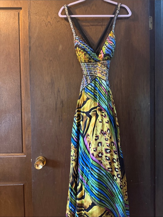 Cache Dresses & Skirts - Cache Yellow, Blue, Green and Purple Printed Maxi Dress